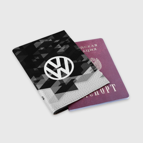 Обложка для паспорта матовая кожа Volkswagen sport geometry, цвет пыльно-розовый - фото 3