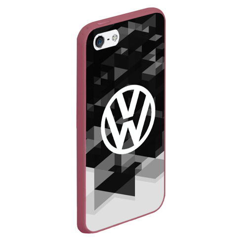 Чехол для iPhone 5/5S матовый Volkswagen sport geometry, цвет малиновый - фото 3