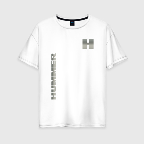 Женская футболка из хлопка оверсайз с принтом Hummer, вид спереди №1