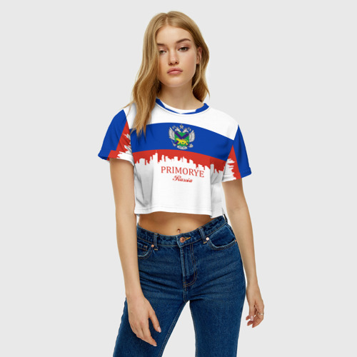 Женская футболка Crop-top 3D PRIMORYE (Приморье), цвет 3D печать - фото 4