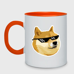 Кружка двухцветная Doge мем в deal with it очках