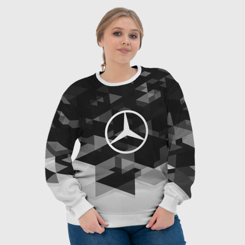 Женский свитшот 3D Mercedes sport geometry, цвет 3D печать - фото 6