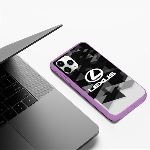 Чехол для iPhone 11 Pro Max матовый Lexus sport geometry, цвет фиолетовый - фото 5