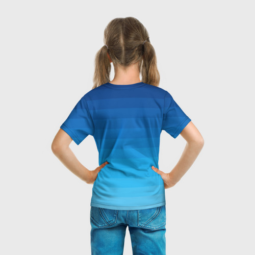 Детская футболка 3D Синие полосы, цвет 3D печать - фото 6