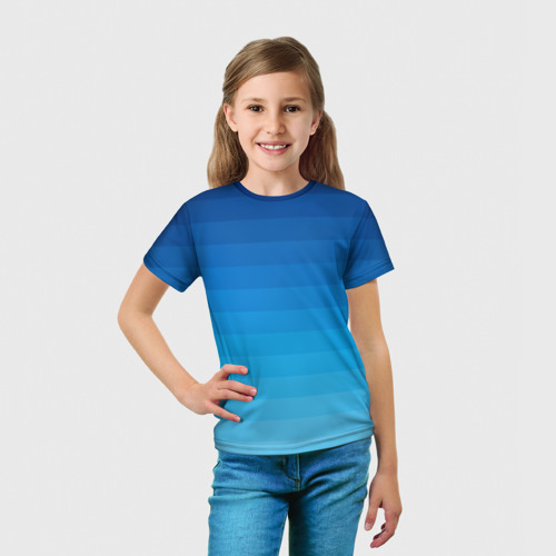 Детская футболка 3D Синие полосы, цвет 3D печать - фото 5