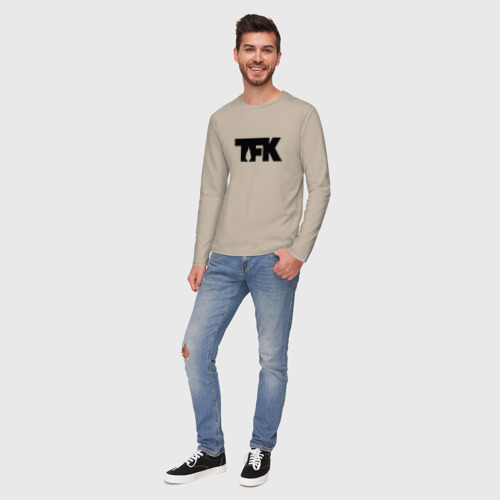 Мужской лонгслив хлопок TFK logo black, цвет миндальный - фото 5