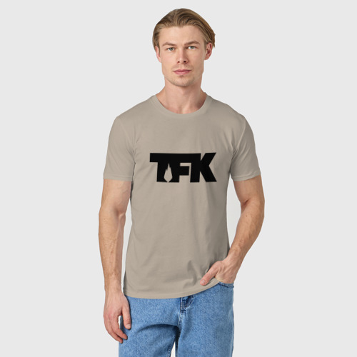 Мужская футболка хлопок TFK logo black, цвет миндальный - фото 3