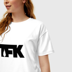 Женская футболка хлопок Oversize TFK logo black - фото 2