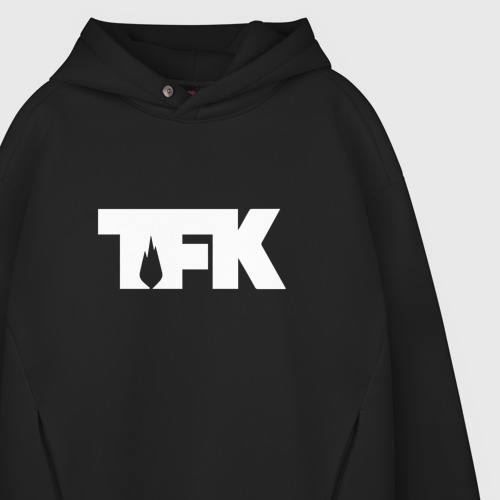 Мужское худи Oversize хлопок TFK logo white, цвет черный - фото 4