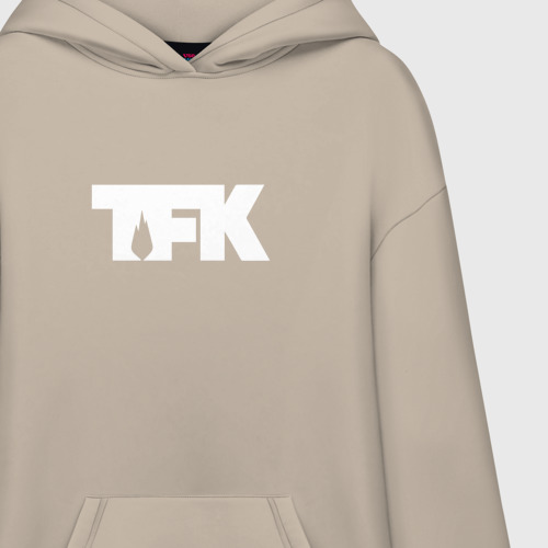 Худи SuperOversize хлопок TFK logo white, цвет миндальный - фото 3