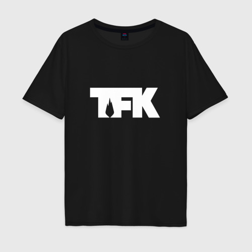 Мужская футболка хлопок Oversize TFK logo white, цвет черный