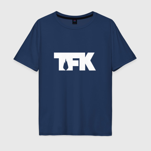 Мужская футболка оверсайз из хлопка с принтом TFK logo white, вид спереди №1