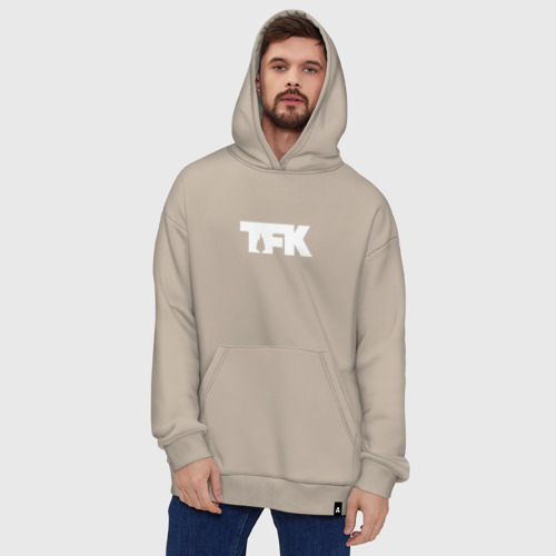 Худи SuperOversize хлопок TFK logo white, цвет миндальный - фото 5