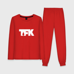 Женская пижама с лонгсливом хлопок TFK logo white