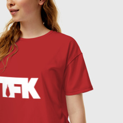 Женская футболка хлопок Oversize TFK logo white - фото 2