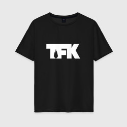 Женская футболка хлопок Oversize TFK logo white