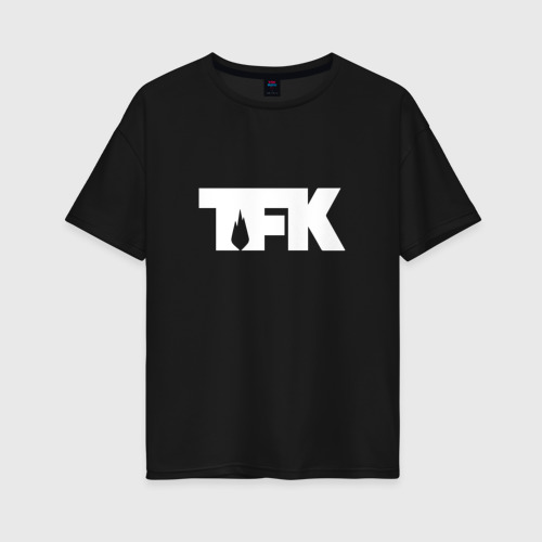 Женская футболка хлопок Oversize TFK logo white, цвет черный