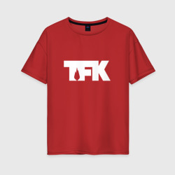 Женская футболка хлопок Oversize TFK logo white