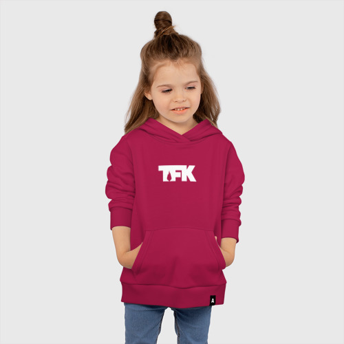 Детская толстовка хлопок TFK logo white, цвет маджента - фото 4