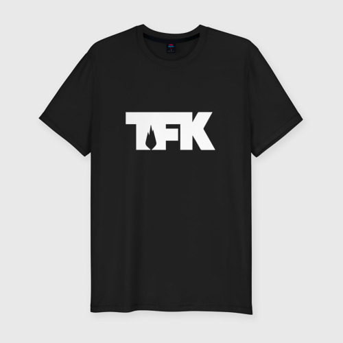 Мужская футболка хлопок Slim TFK logo white, цвет черный