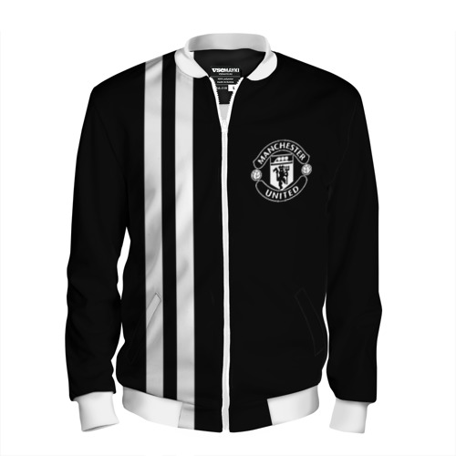 Мужской бомбер 3D Manchester United Black&White, цвет белый