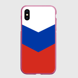Чехол для iPhone XS Max матовый Россия флаг узор стрелкой