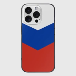 Чехол для iPhone 16 Pro силиконовый с защитой камеры Россия флаг узор стрелкой