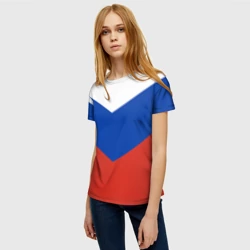 Женская футболка 3D Россия флаг узор стрелкой - фото 2