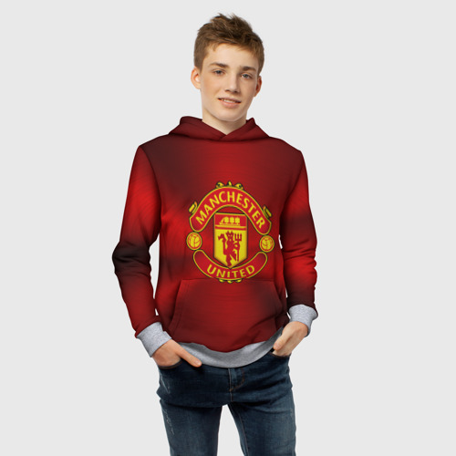 Детская толстовка 3D Manchester United F.C, цвет меланж - фото 6