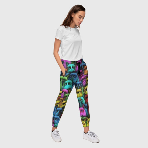 Женские брюки 3D Разноцветные сердитые коты - фото 5