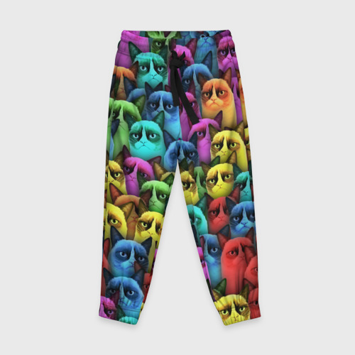 Детские брюки 3D Разноцветные сердитые коты, цвет 3D печать