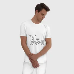 Мужская пижама с белой футболкой хлопок Велосипед программиста - фото 2