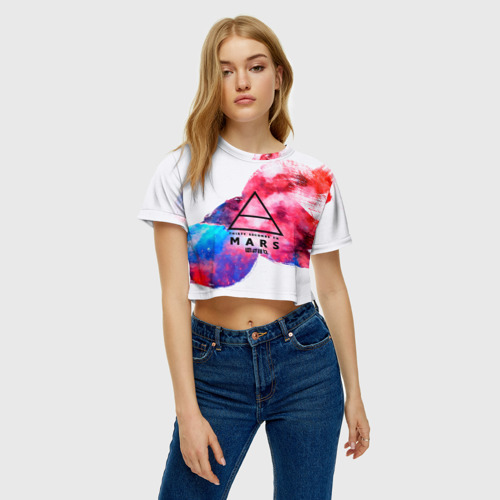 Женская футболка Crop-top 3D 30 Seconds to Mars, цвет 3D печать - фото 3