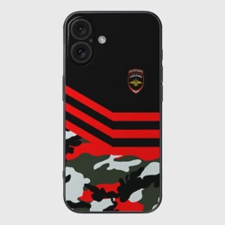 Чехол для iPhone 16 силиконовый с защитой камеры Камуфляж Полиция