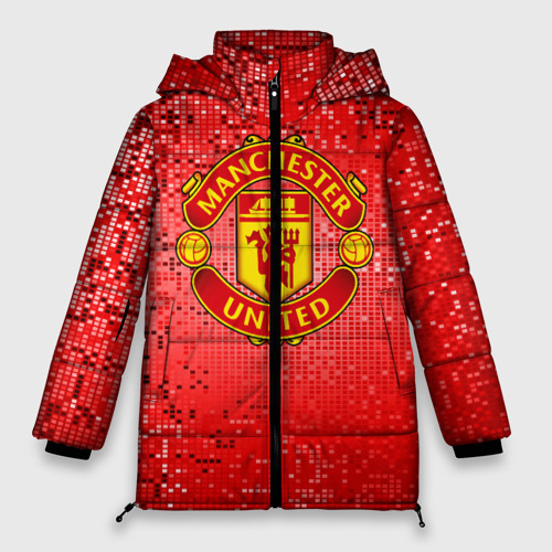 Женская зимняя куртка Oversize ФК Манчестер Юнайтед, цвет черный