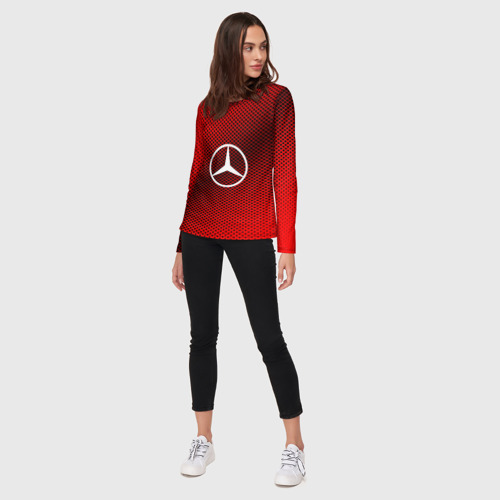 Женский лонгслив 3D Mercedes sport, цвет 3D печать - фото 5
