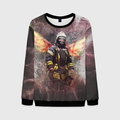 Мужской свитшот 3D с принтом Пожарный, вид спереди #2