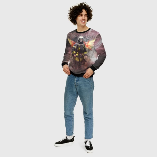 Мужской свитшот 3D с принтом Пожарный, вид сбоку #3