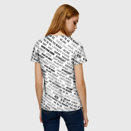 Женская футболка 3D с принтом Рок не умрет, вид сзади #2