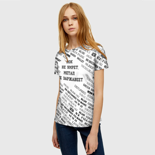 Женская футболка 3D с принтом Рок не умрет, фото на моделе #1