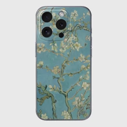 Чехол для iPhone 15 Pro Max силиконовый с защитой камеры Ван Гог Цветущие ветки миндаля