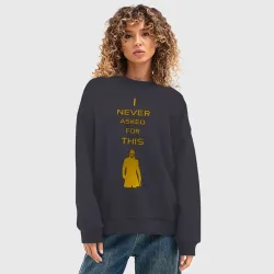 Женский свитшот oversize без начеса хлопок I never asked for this - фото 2