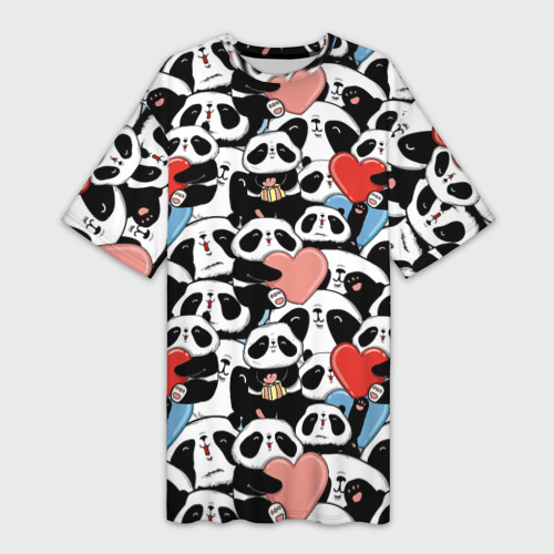 Платье-футболка с принтом Funny Panda, вид спереди №1