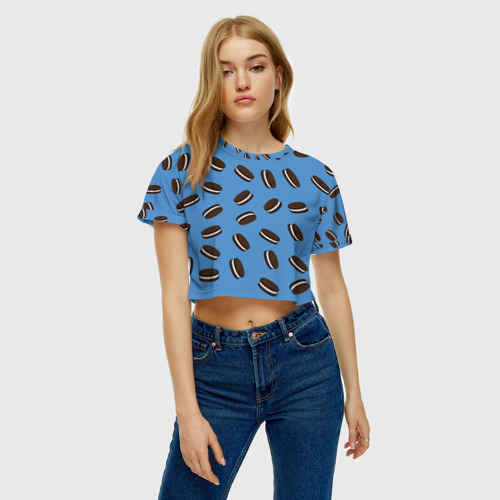 Женская футболка Crop-top 3D Oreo, цвет 3D печать - фото 3