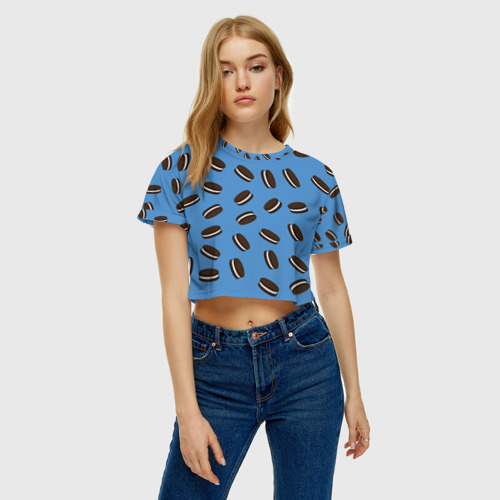 Женская футболка Crop-top 3D Oreo, цвет 3D печать - фото 4