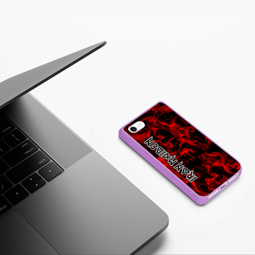 Чехол для iPhone 5/5S матовый Iron Maiden, цвет сиреневый - фото 5