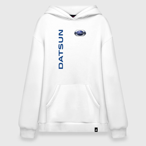 Худи SuperOversize хлопок Datsun логотип с эмблемой, цвет белый