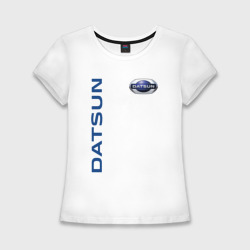 Женская футболка хлопок Slim Datsun логотип с эмблемой