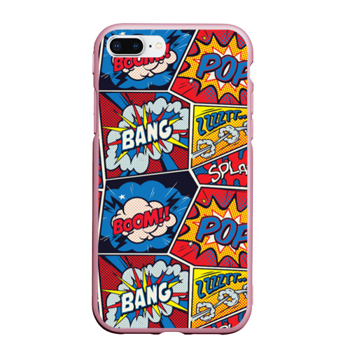 Чехол для iPhone 7Plus/8 Plus матовый Pop art pattern, цвет розовый