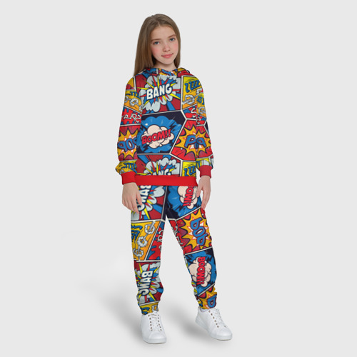 Детский костюм с толстовкой 3D Pop art pattern, цвет красный - фото 5